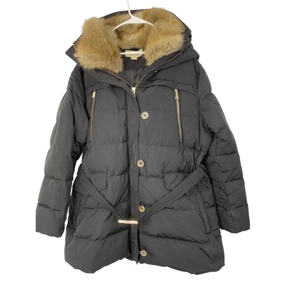 Michael Kors Womens Black Down Parka XXL Plus Fur Hood Zip Washable 8726 EUC - Picture 11 of 11